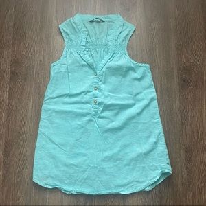 Lauren James Linen Turquoise Blue Racer Back Tank Top in size XS